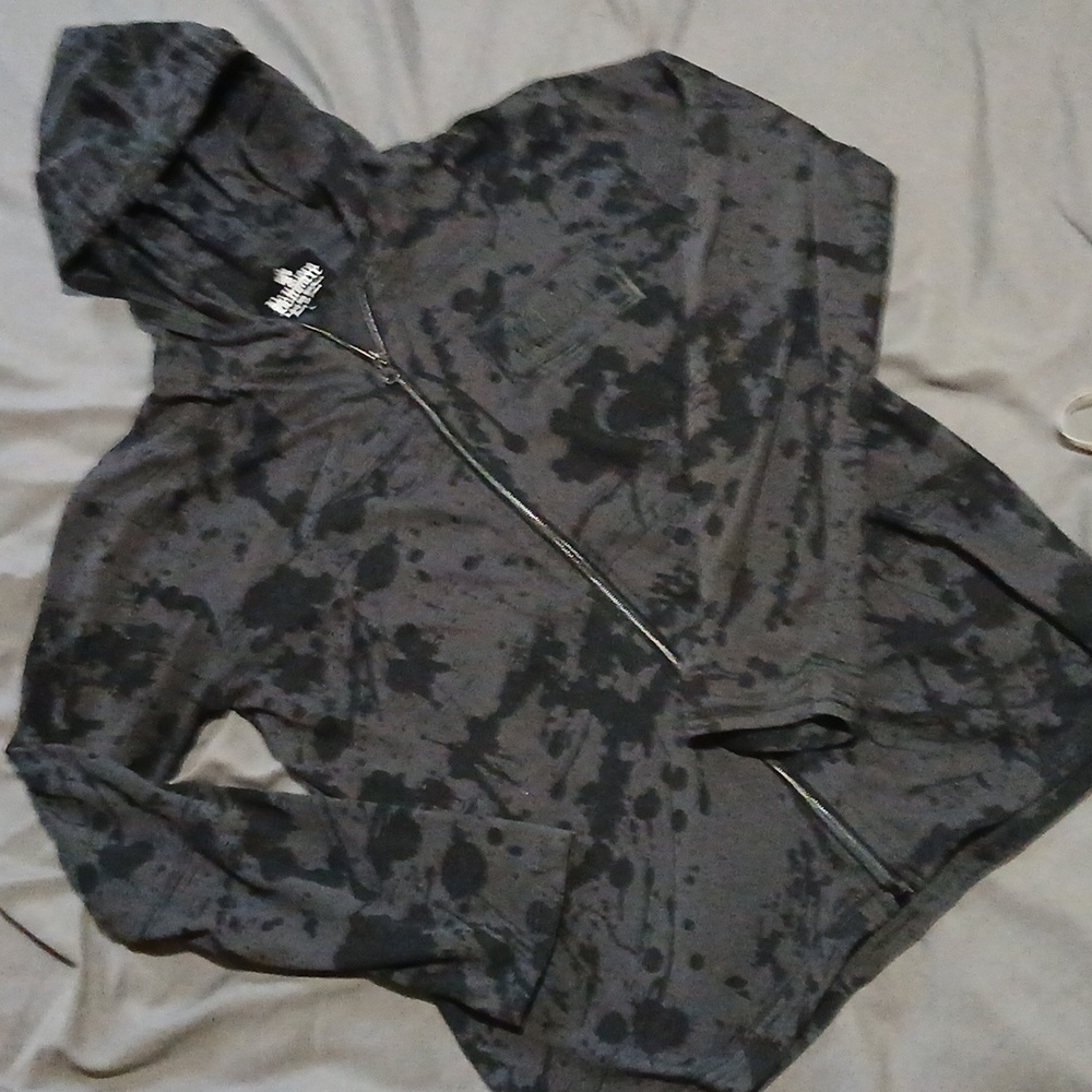 Beaumere Black and Gray Hooded Zip-Up‎ Jacket. Sz Mens. M, Womens L.